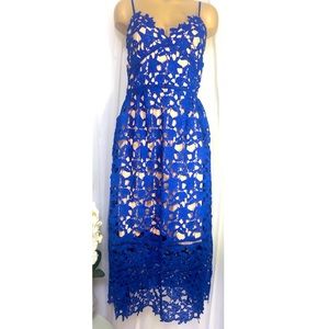 Blue Lace Dress nude lining